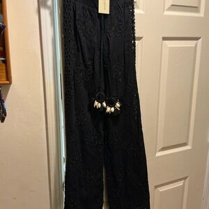Ramy Brook Black Floral Wide Leg Pants